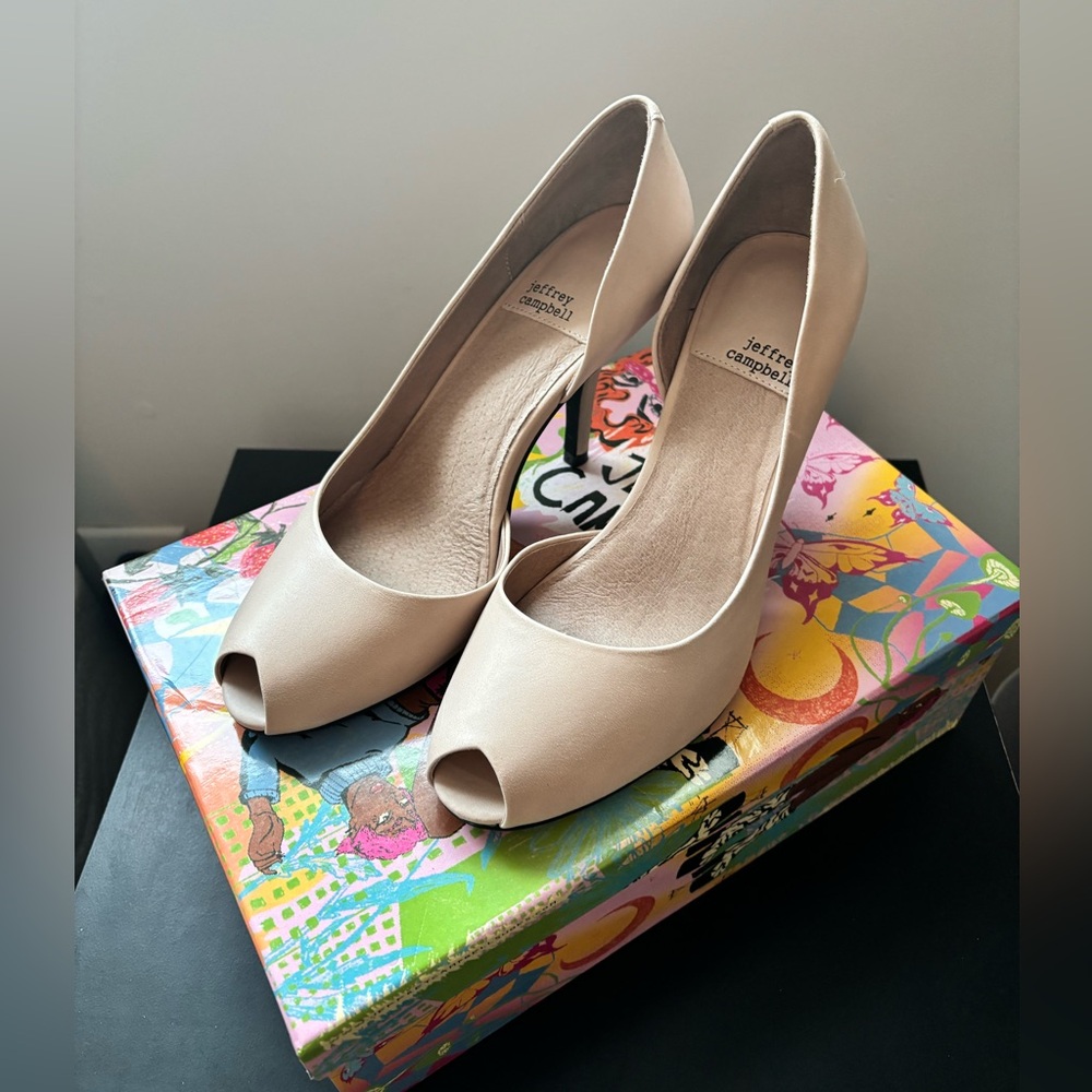 Jeffrey Campbell “Natural” color Peep Toe and Half D’Orsey Heels